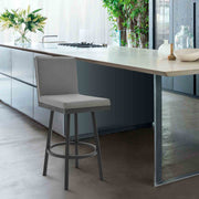 Gem Swivel Modern Black Metal and Gray Faux Leather Bar and Counter Stool - Furniture City (CA)l