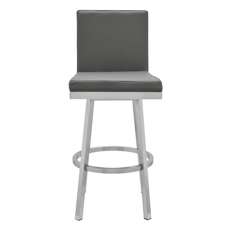 Gem 26" Swivel Modern Metal and Gray Faux Leather Bar and Counter Stool - Furniture City (CA)l