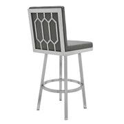 Gem 26" Swivel Modern Metal and Gray Faux Leather Bar and Counter Stool - Furniture City (CA)l