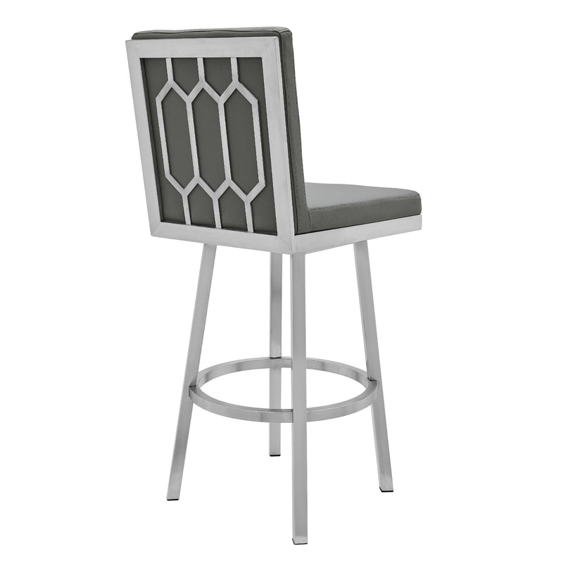 Gem 26" Swivel Modern Metal and Gray Faux Leather Bar and Counter Stool - Furniture City (CA)l
