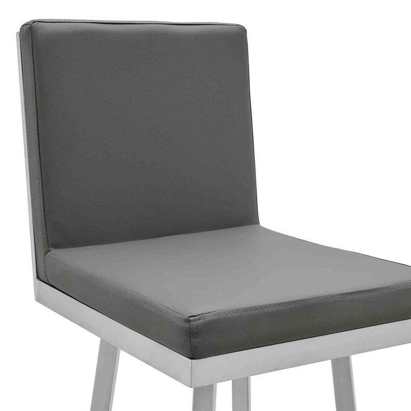 Gem 26" Swivel Modern Metal and Gray Faux Leather Bar and Counter Stool - Furniture City (CA)l
