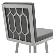 Gem 26" Swivel Modern Metal and Gray Faux Leather Bar and Counter Stool - Furniture City (CA)l