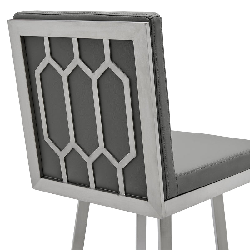 Gem 26" Swivel Modern Metal and Gray Faux Leather Bar and Counter Stool - Furniture City (CA)l