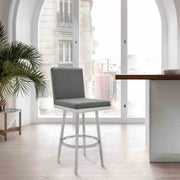 Gem 26" Swivel Modern Metal and Gray Faux Leather Bar and Counter Stool - Furniture City (CA)l