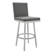 Gem 30" Swivel Modern Metal and Gray Faux Leather Bar and Counter Stool - Furniture City (CA)l