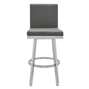 Gem 30" Swivel Modern Metal and Gray Faux Leather Bar and Counter Stool - Furniture City (CA)l