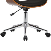 Geneva Mid-Century Office Chair in Chrome finish with Black Faux Leather and Walnut Veneer Arms - Furniture City (CA)l