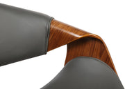 Geneva Mid-Century Office Chair in Chrome finish with Gray Faux Leather and Walnut Veneer Arms - Furniture City (CA)l