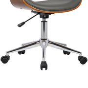 Geneva Mid-Century Office Chair in Chrome finish with Gray Faux Leather and Walnut Veneer Arms - Furniture City (CA)l
