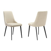 Genesis Upholstered Dining Chair in Beige Faux Leather with Black Metal Legs - Set of 2 - Furniture City (CA)l