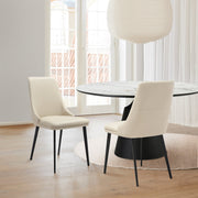 Genesis Upholstered Dining Chair in Beige Faux Leather with Black Metal Legs - Set of 2 - Furniture City (CA)l