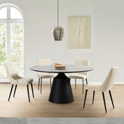 Genesis Upholstered Dining Chair in Beige Faux Leather with Black Metal Legs - Set of 2 - Furniture City (CA)l