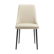 Genesis Upholstered Dining Chair in Beige Faux Leather with Black Metal Legs - Set of 2 - Furniture City (CA)l