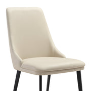 Genesis Upholstered Dining Chair in Beige Faux Leather with Black Metal Legs - Set of 2 - Furniture City (CA)l