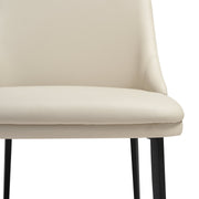 Genesis Upholstered Dining Chair in Beige Faux Leather with Black Metal Legs - Set of 2 - Furniture City (CA)l