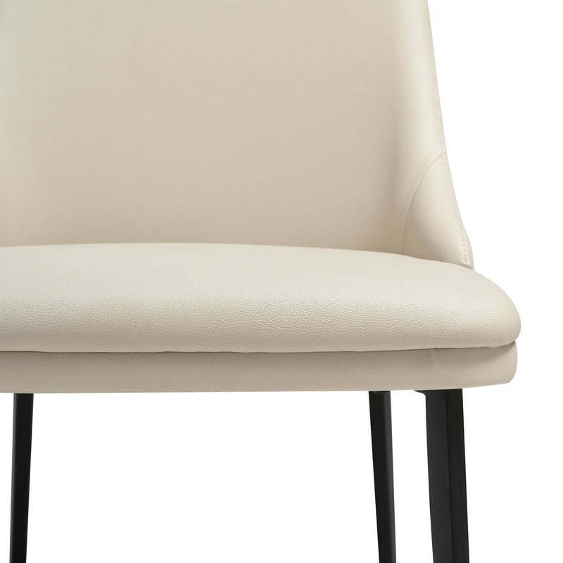 Genesis Upholstered Dining Chair in Beige Faux Leather with Black Metal Legs - Set of 2 - Furniture City (CA)l