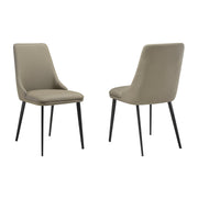 Genesis Upholstered Dining Chair in Taupe Gray Faux Leather with Black Metal Legs - Set of 2 - Furniture City (CA)l