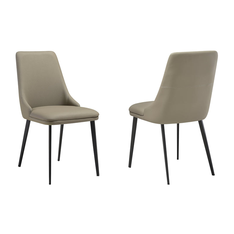 Genesis Upholstered Dining Chair in Taupe Gray Faux Leather with Black Metal Legs - Set of 2 - Furniture City (CA)l