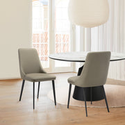 Genesis Upholstered Dining Chair in Taupe Gray Faux Leather with Black Metal Legs - Set of 2 - Furniture City (CA)l