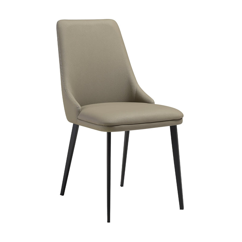 Genesis Upholstered Dining Chair in Taupe Gray Faux Leather with Black Metal Legs - Set of 2 - Furniture City (CA)l