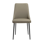 Genesis Upholstered Dining Chair in Taupe Gray Faux Leather with Black Metal Legs - Set of 2 - Furniture City (CA)l