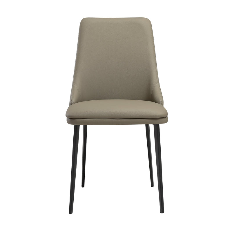 Genesis Upholstered Dining Chair in Taupe Gray Faux Leather with Black Metal Legs - Set of 2 - Furniture City (CA)l