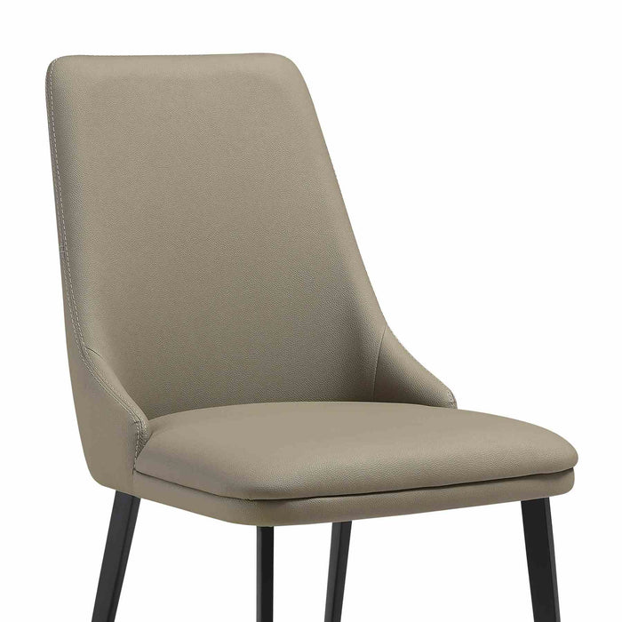 Genesis Upholstered Dining Chair in Taupe Gray Faux Leather with Black Metal Legs - Set of 2
