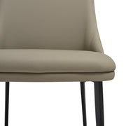 Genesis Upholstered Dining Chair in Taupe Gray Faux Leather with Black Metal Legs - Set of 2 - Furniture City (CA)l
