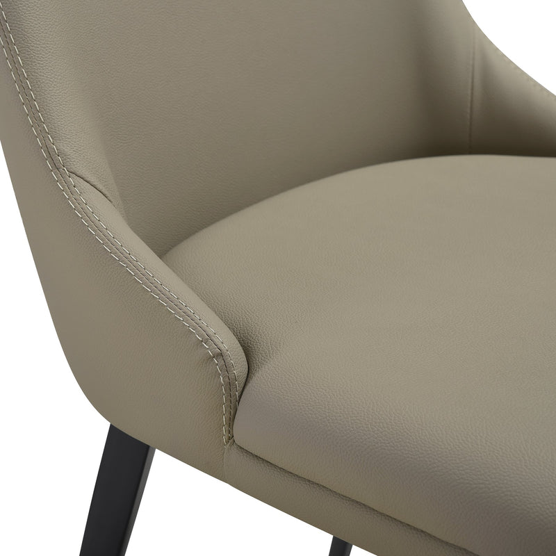 Genesis Upholstered Dining Chair in Taupe Gray Faux Leather with Black Metal Legs - Set of 2 - Furniture City (CA)l