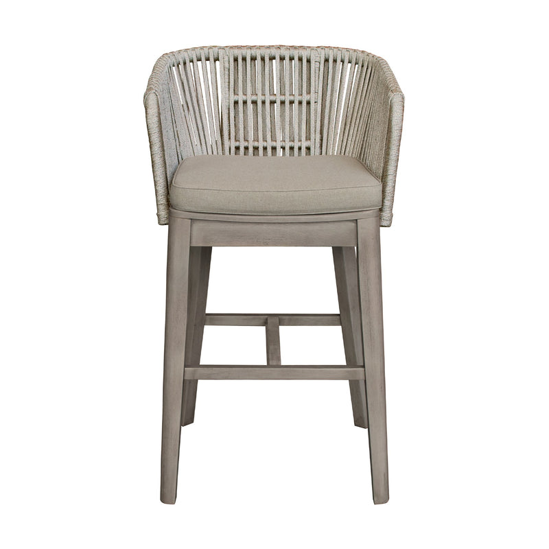 Garnet Outdoor Patio Bar Stool in Gray Acacia Wood and Rope - Furniture City (CA)l