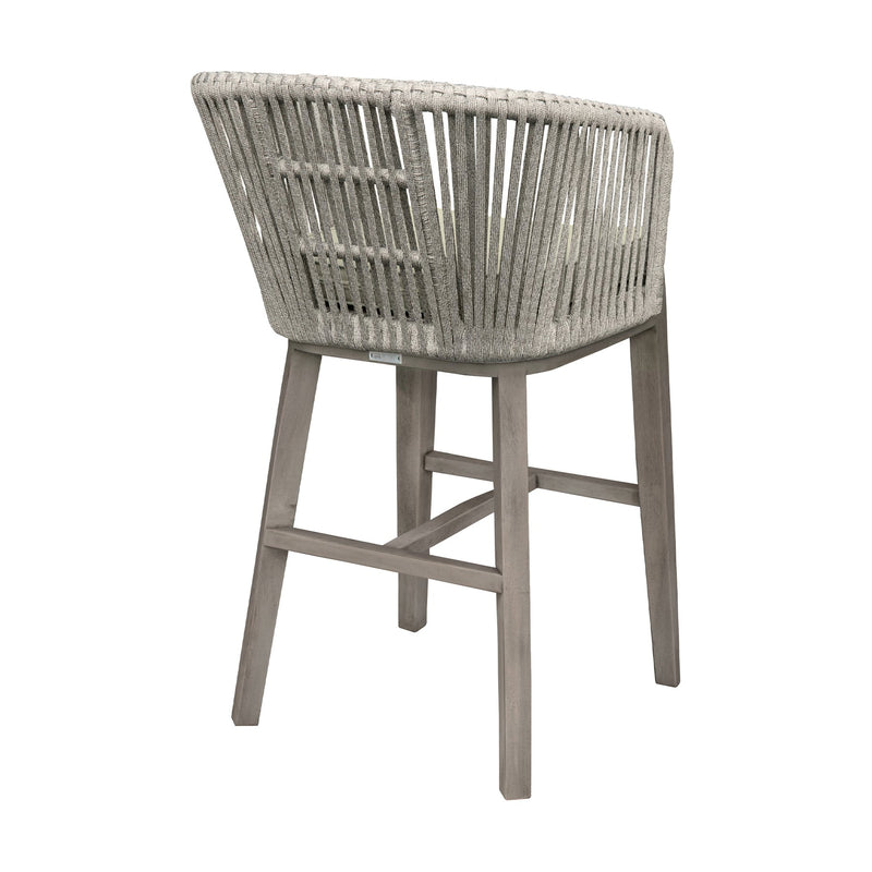 Garnet Outdoor Patio Bar Stool in Gray Acacia Wood and Rope - Furniture City (CA)l