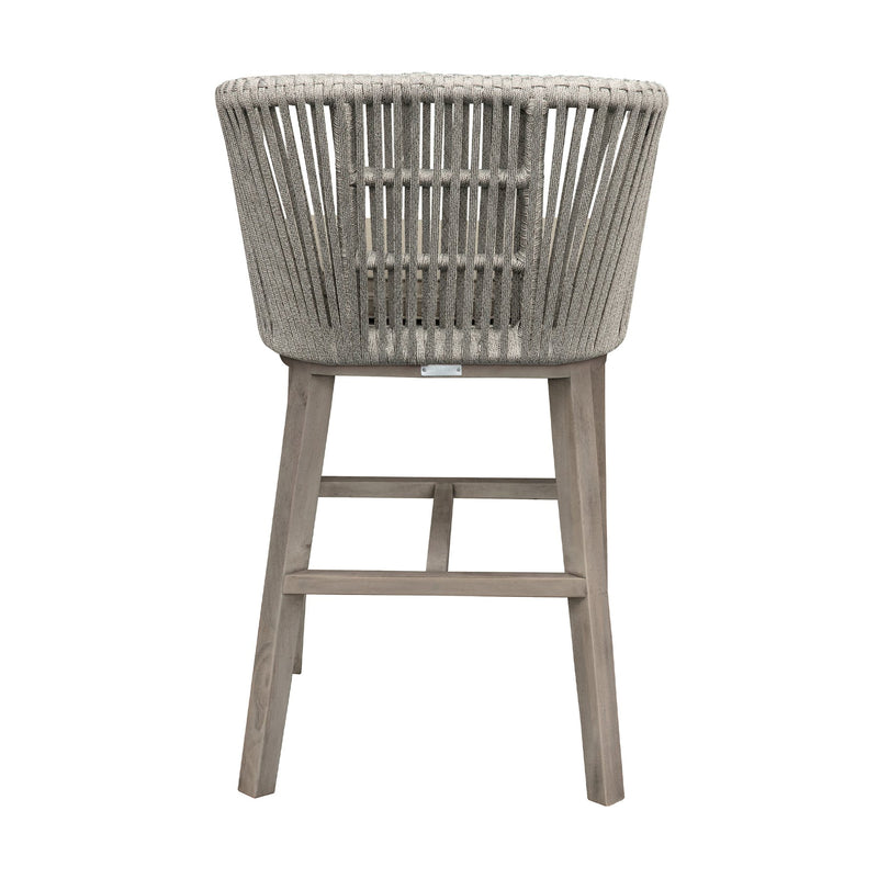 Garnet Outdoor Patio Bar Stool in Gray Acacia Wood and Rope - Furniture City (CA)l