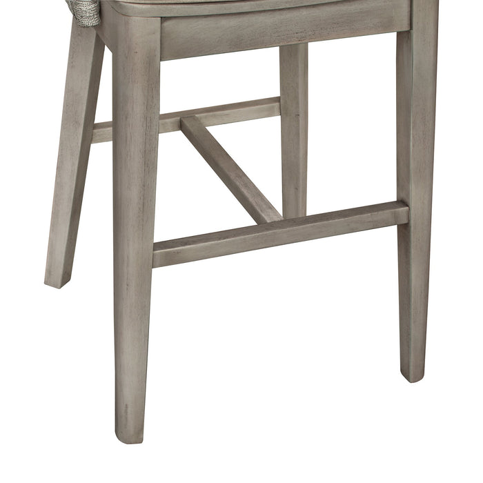 Garnet Outdoor Patio Bar Stool in Gray Acacia Wood and Rope