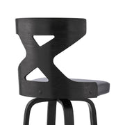 Gayle 26" Swivel Cross Back Gray Faux Leather and Black Wood Bar Stool - Furniture City (CA)l