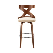 Gayle 26" Swivel Cross Back Cream Faux Leather and Walnut Wood Bar Stool - Furniture City (CA)l