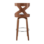 Gayle 26" Swivel Cross Back Gray Faux Leather and Walnut Wood Bar Stool - Furniture City (CA)l