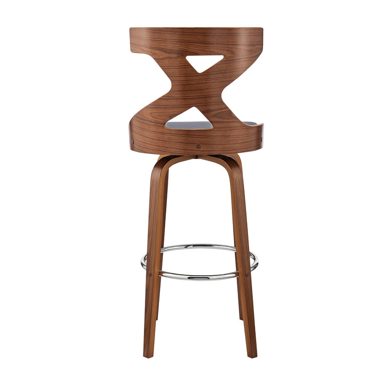 Gayle 26" Swivel Cross Back Gray Faux Leather and Walnut Wood Bar Stool - Furniture City (CA)l