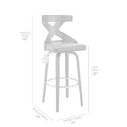 Gayle 26" Swivel Cross Back Gray Faux Leather and Walnut Wood Bar Stool - Furniture City (CA)l