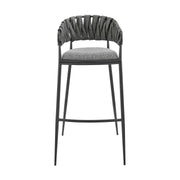 Giovanni 26" Counter Stool in Black Metal with Gray Fabric and Faux Leather - Furniture City (CA)l