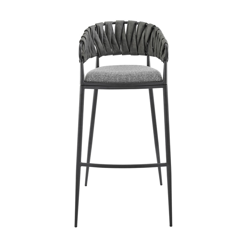 Giovanni 26" Counter Stool in Black Metal with Gray Fabric and Faux Leather - Furniture City (CA)l