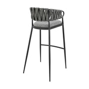 Giovanni 26" Counter Stool in Black Metal with Gray Fabric and Faux Leather - Furniture City (CA)l