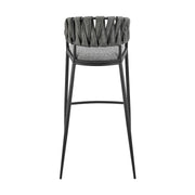Giovanni 26" Counter Stool in Black Metal with Gray Fabric and Faux Leather - Furniture City (CA)l
