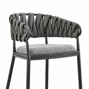 Giovanni 26" Counter Stool in Black Metal with Gray Fabric and Faux Leather - Furniture City (CA)l