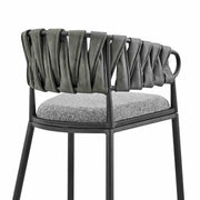 Giovanni 30" Bar Stool in Black Metal with Gray Fabric and Faux Leather - Furniture City (CA)l