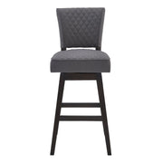 Gia 30" Bar Height Swivel Gray Fabric and Espresso Wood Bar Stool - Furniture City (CA)l