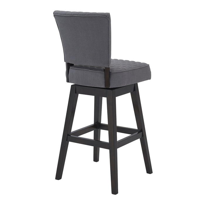 Gia 30" Bar Height Swivel Gray Fabric and Espresso Wood Bar Stool