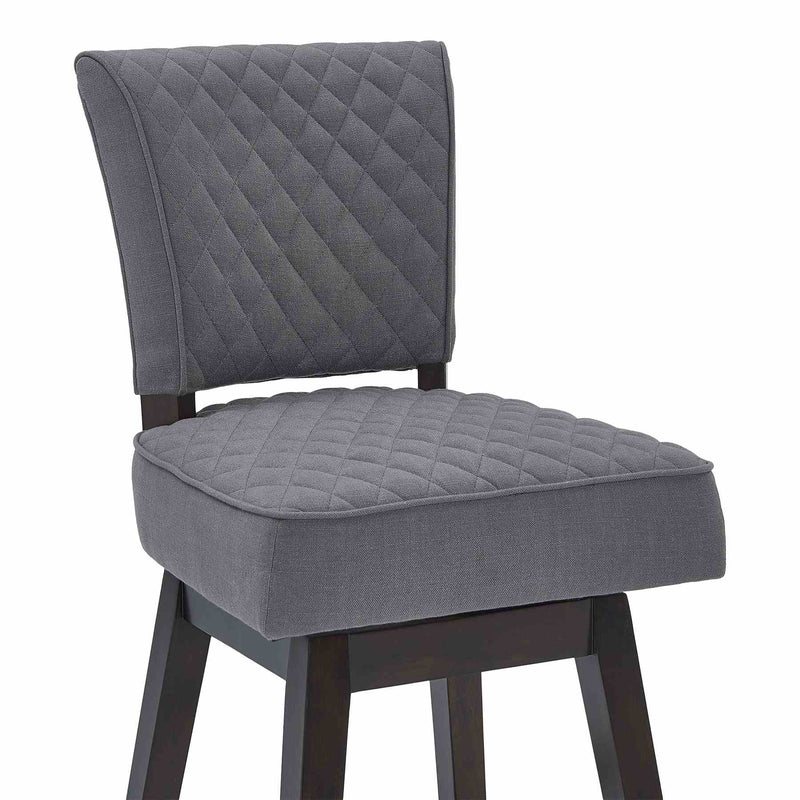 Gia 30" Bar Height Swivel Gray Fabric and Espresso Wood Bar Stool - Furniture City (CA)l
