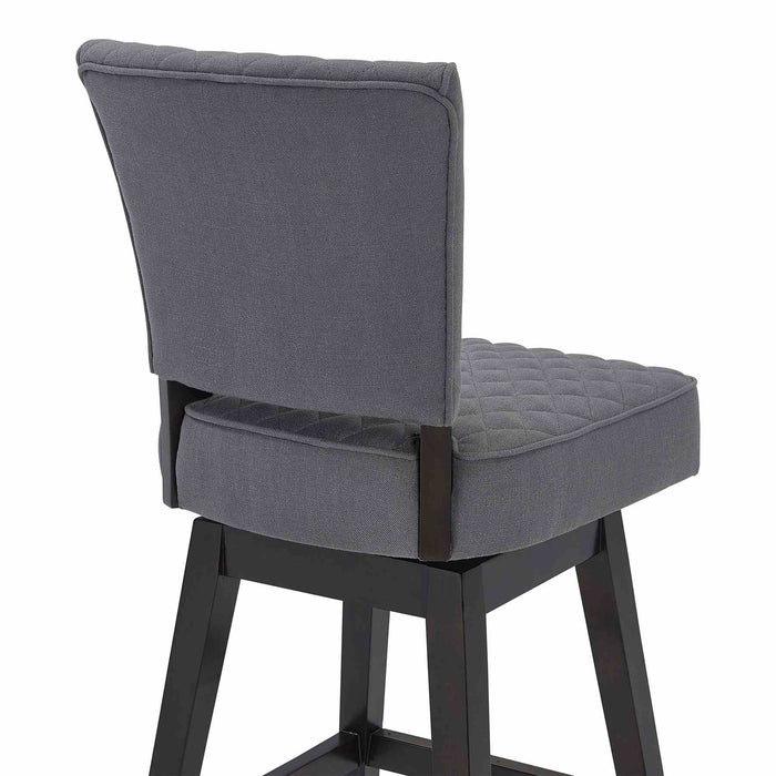 Gia 30" Bar Height Swivel Gray Fabric and Espresso Wood Bar Stool