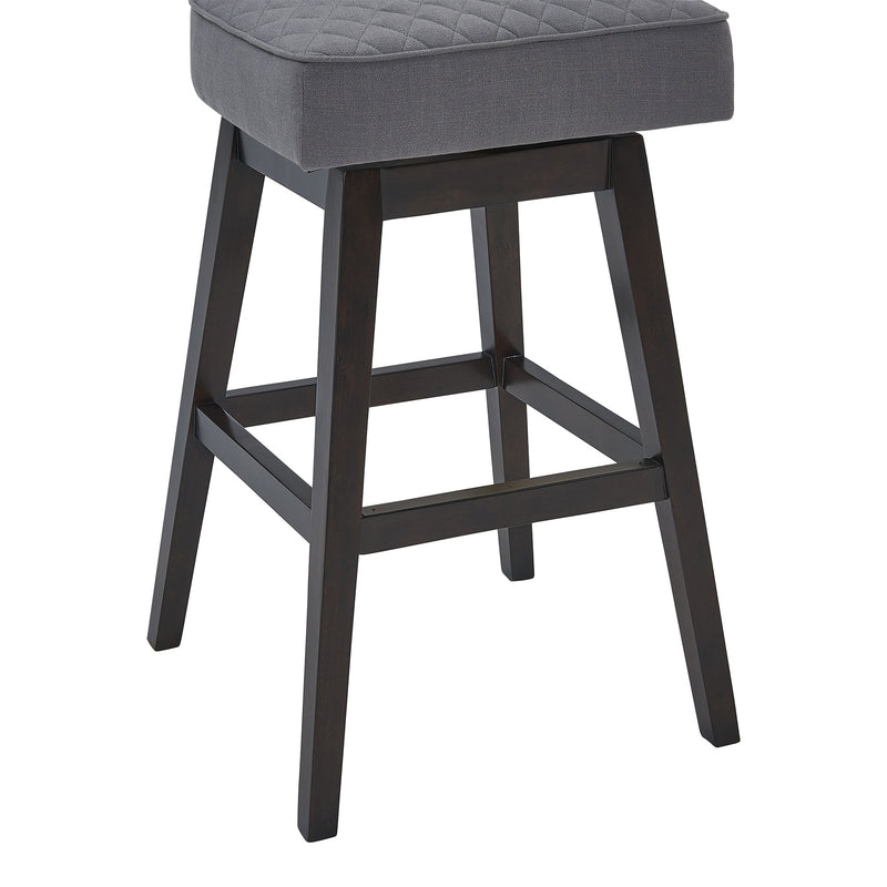 Gia 30" Bar Height Swivel Gray Fabric and Espresso Wood Bar Stool - Furniture City (CA)l