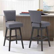 Gia 30" Bar Height Swivel Gray Fabric and Espresso Wood Bar Stool - Furniture City (CA)l
